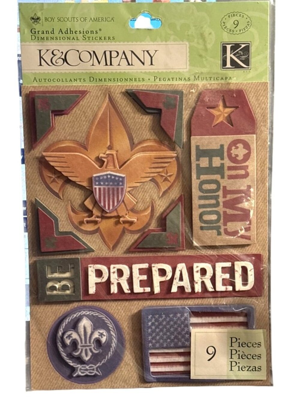 K&Company Boy Scouts Of America Grand Adhesions Dimensional Stickers 9pc NSP